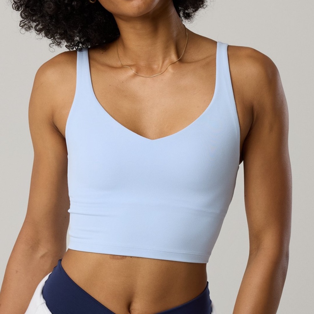 OFFLINE by Aerie Real Me Light Blue Longline Sports Bra Tank Size S NWT